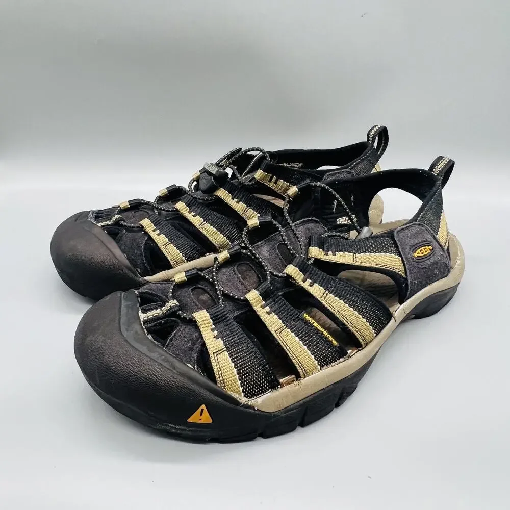 Keen Sandals Mens 9.5 Black Tan Closed Toe Water Hiking Sport Outdoor Shoes